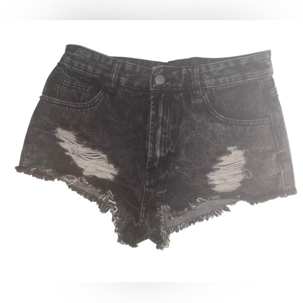 Forever 21 Black Distressed Jean Shorts